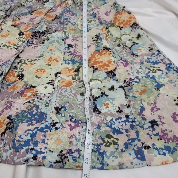 VINTAGE skirt tiny floral cottagecore button drawstring M - Picture 9 of 9